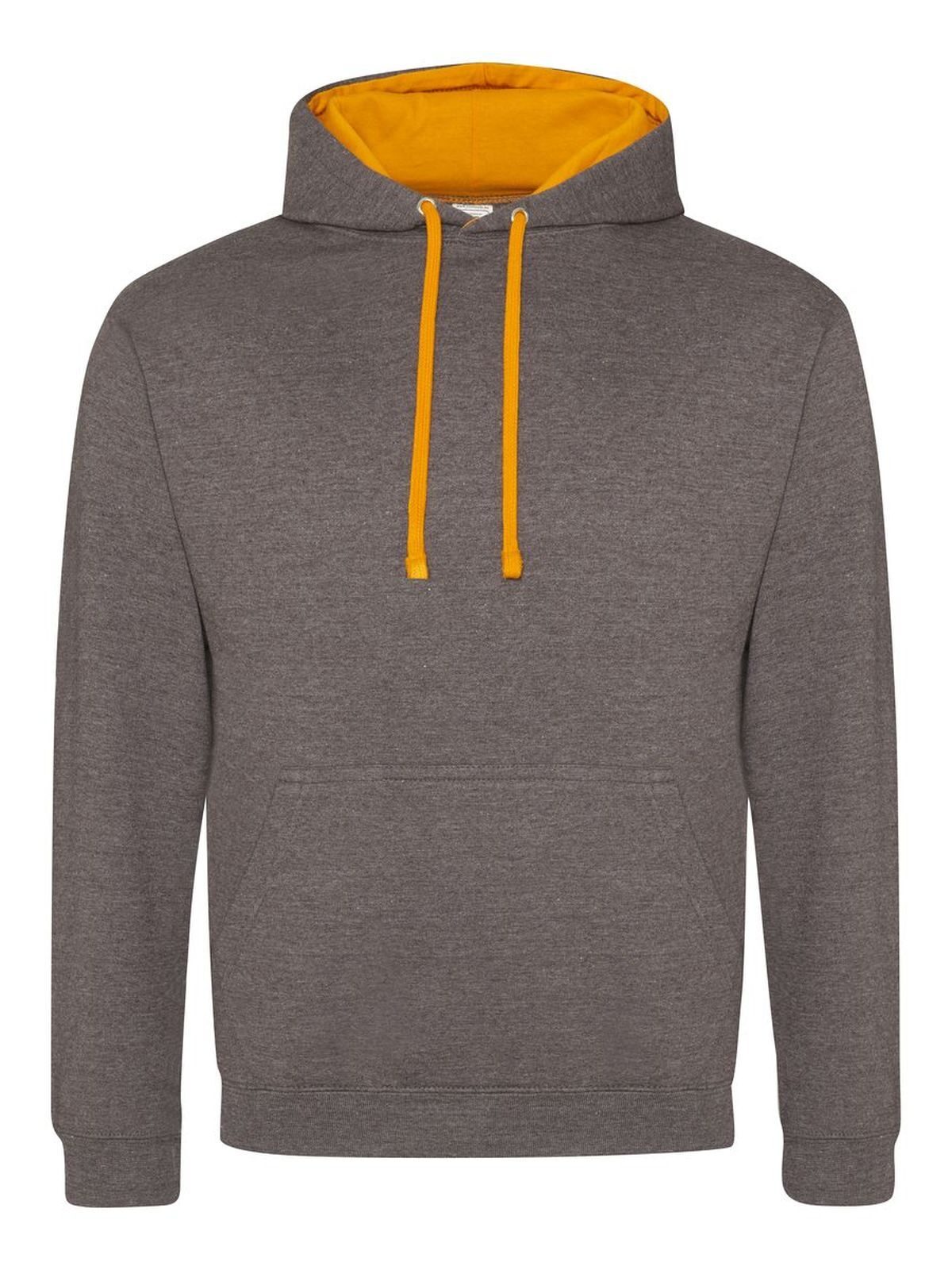 Varsity Hoodie Just Hoods by AWDis Charcoal/Orange Crush