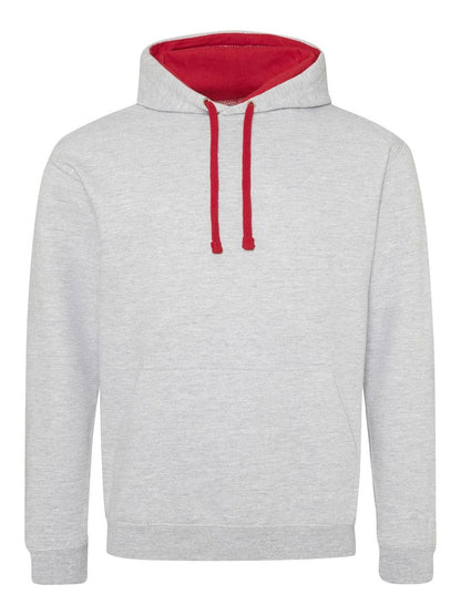 Varsity Hoodie Just Hoods by AWDis Heather Grey/Fire Red