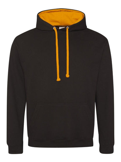 Varsity Hoodie Just Hoods by AWDis Jet Black/Orange Crush