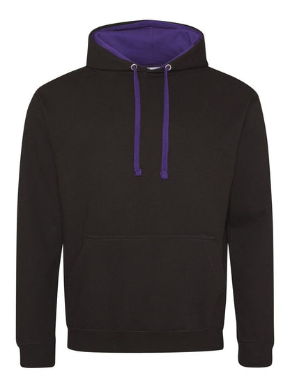 Varsity Hoodie Just Hoods by AWDis Jet Black/Purple