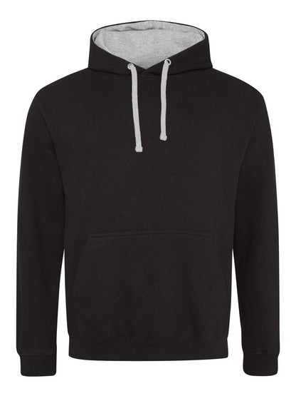 Varsity Hoodie Just Hoods by AWDis Jet Black/Heather Grey