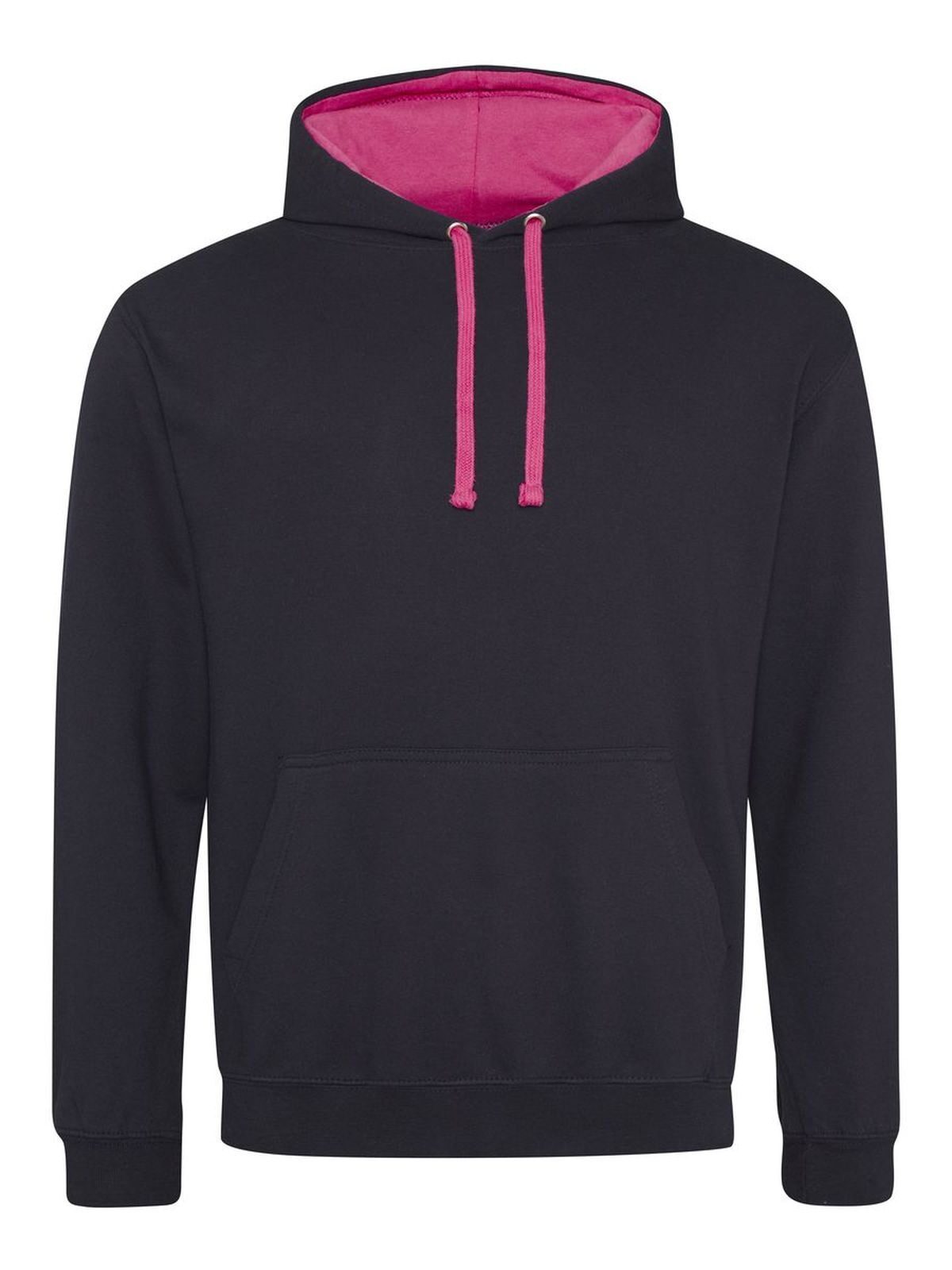Varsity Hoodie Just Hoods by AWDis Jet Black/Hot Pink