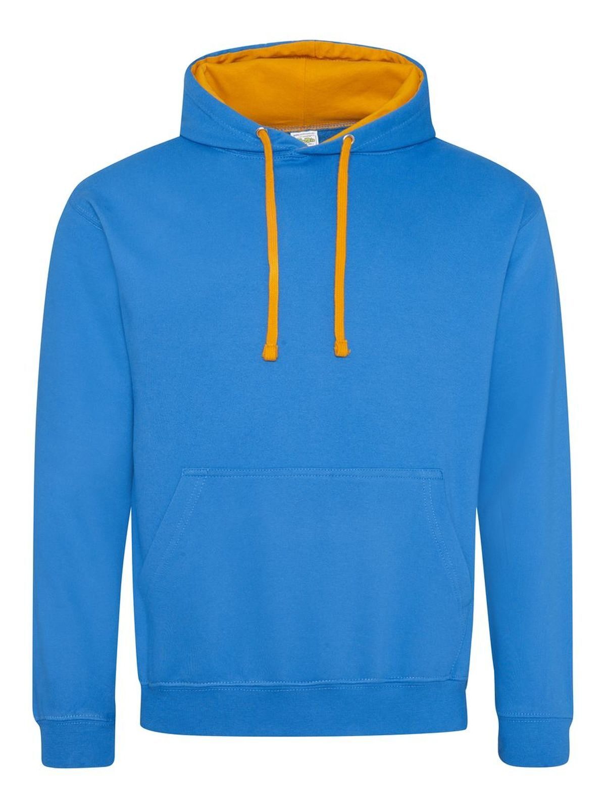 Varsity Hoodie Just Hoods by AWDis Sapphire Blue/Orange Crush
