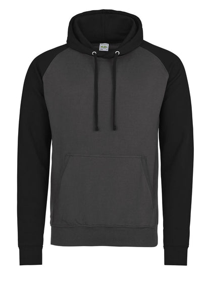 Baseball Hoodie Just Hoods by AWDis Charcoal/Jet Black