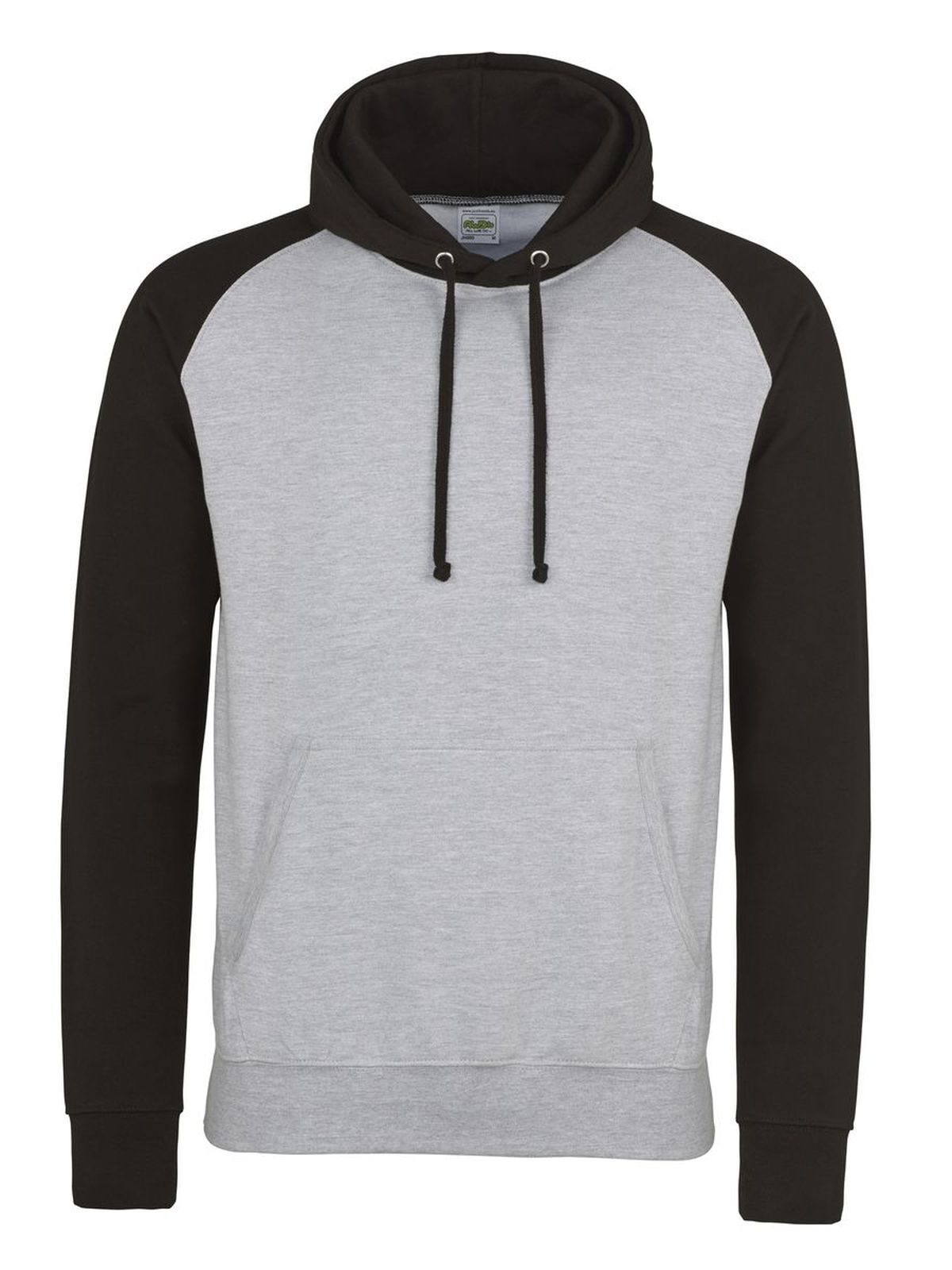 Baseball Hoodie Just Hoods by AWDis Heather Grey/Jet Black