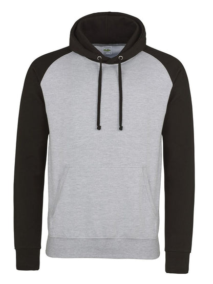 Baseball Hoodie Just Hoods by AWDis Heather Grey/Jet Black