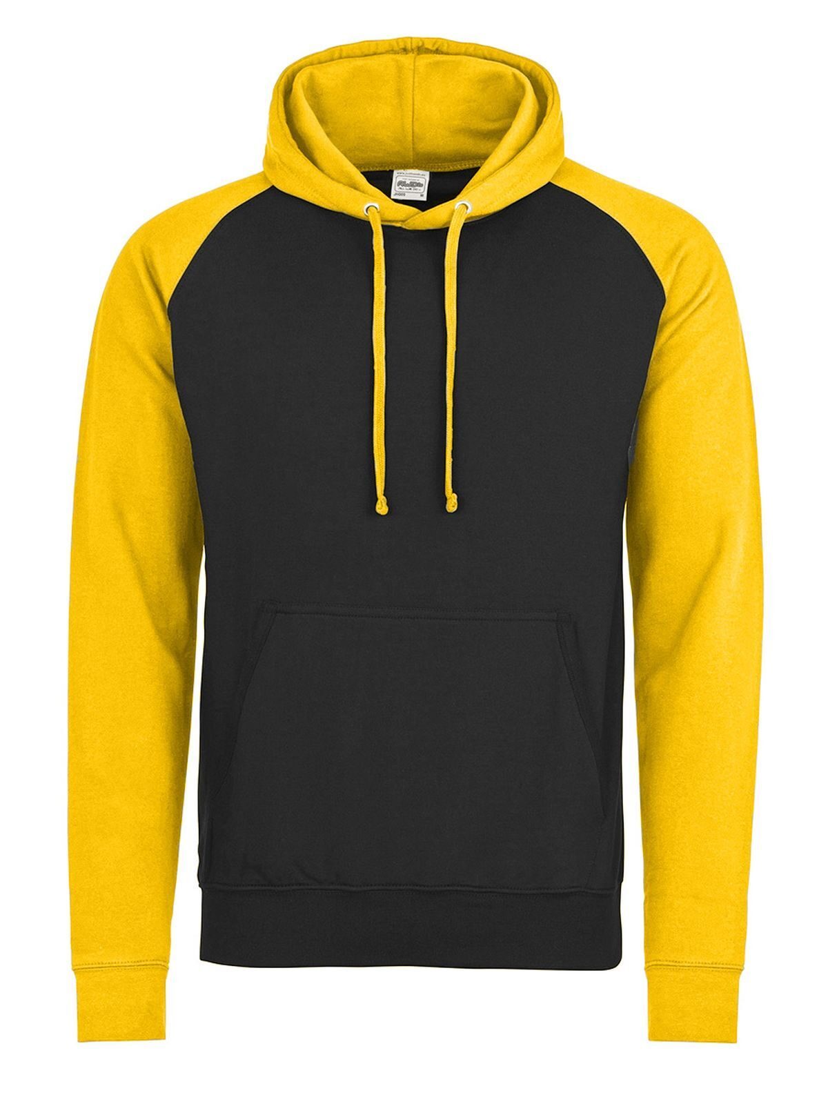 Baseball Hoodie Just Hoods by AWDis Jet Black/Gold