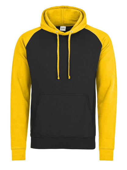 Baseball Hoodie Just Hoods by AWDis Jet Black/Gold