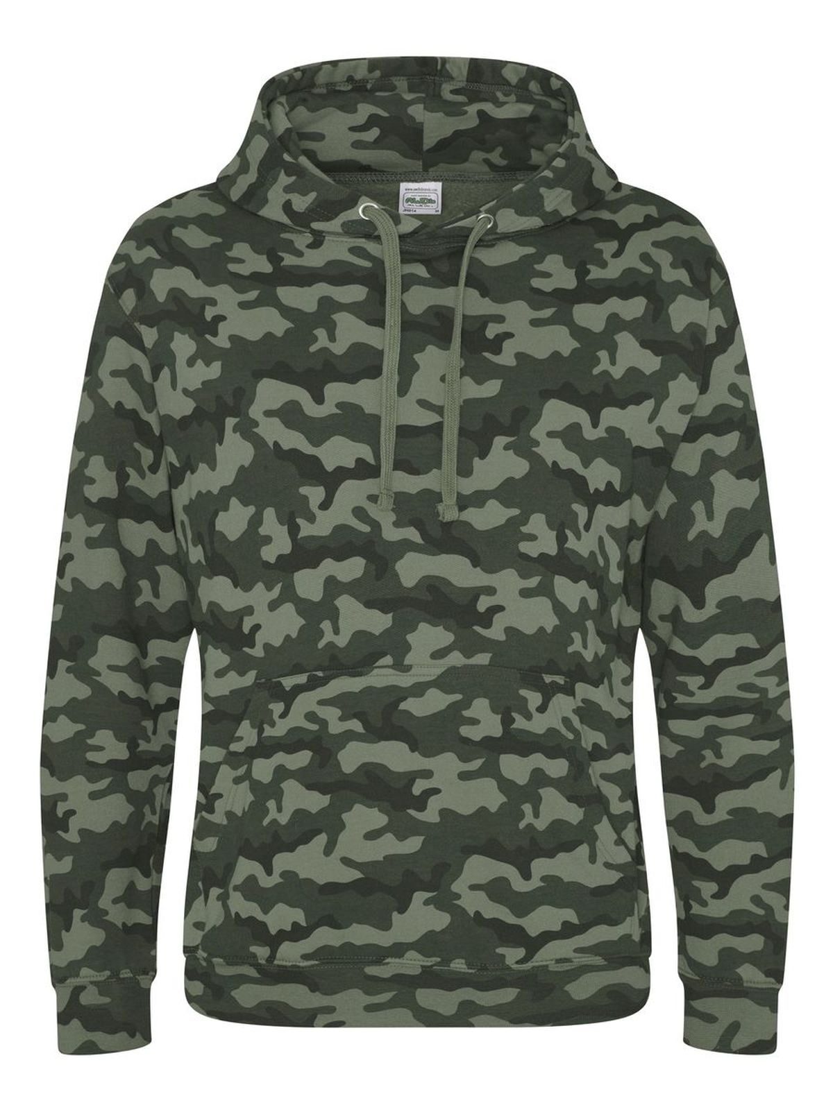 Kids Camo Hoodie Just Hoods by AWDis Green Camo