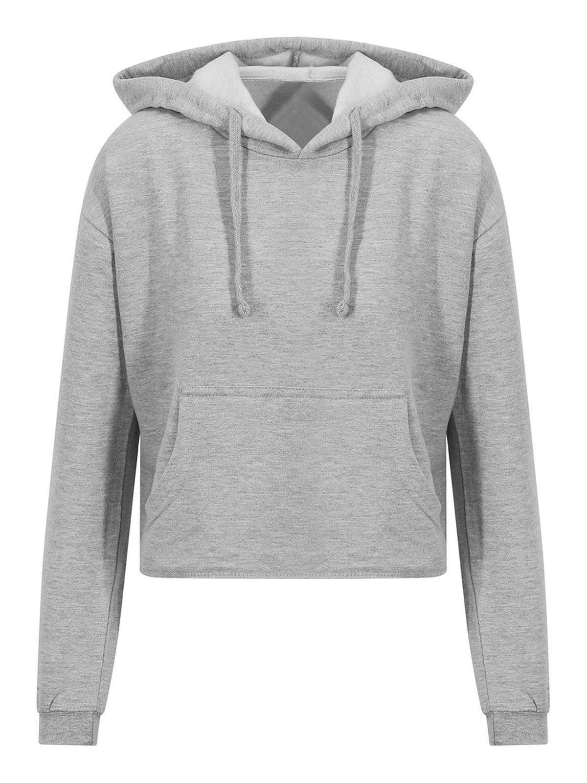 Girlie Cropped Hoodie Just Hoods by AWDis Heather Grey