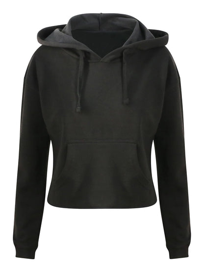 Girlie Cropped Hoodie Just Hoods by AWDis Jet Black