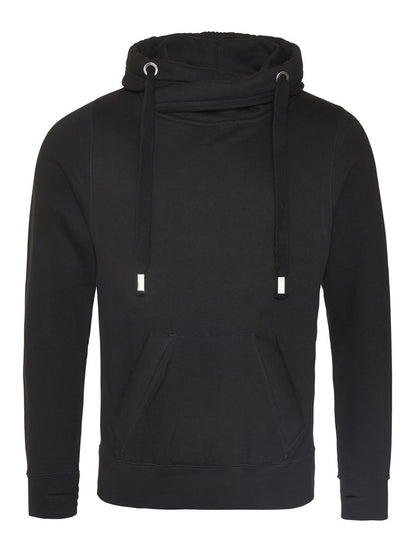 Cross Neck Hoodie Just Hoods by AWDis Jet Black