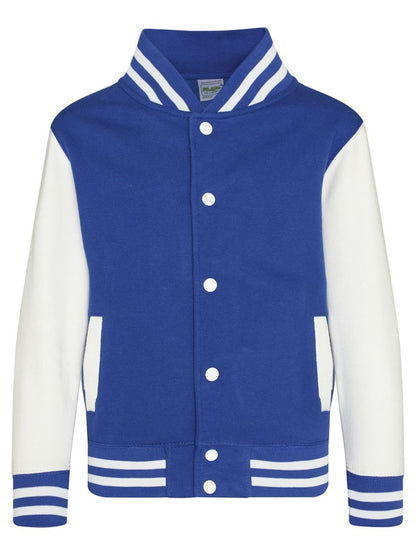 Kids Varsity Jacket Just Hoods by AWDis Royal Blue/White