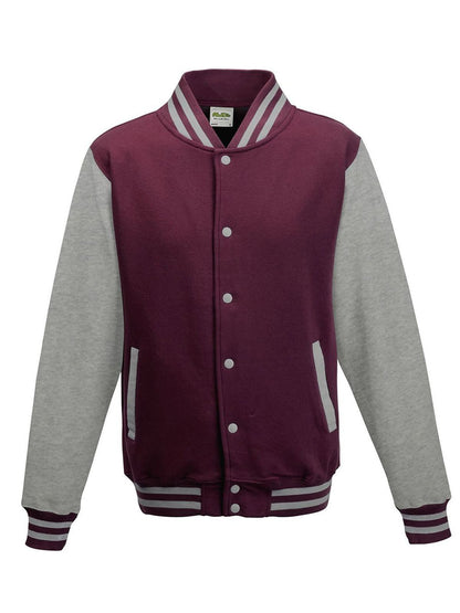 Varsity Jacket Just Hoods by AWDis Burgundy/Heather Grey