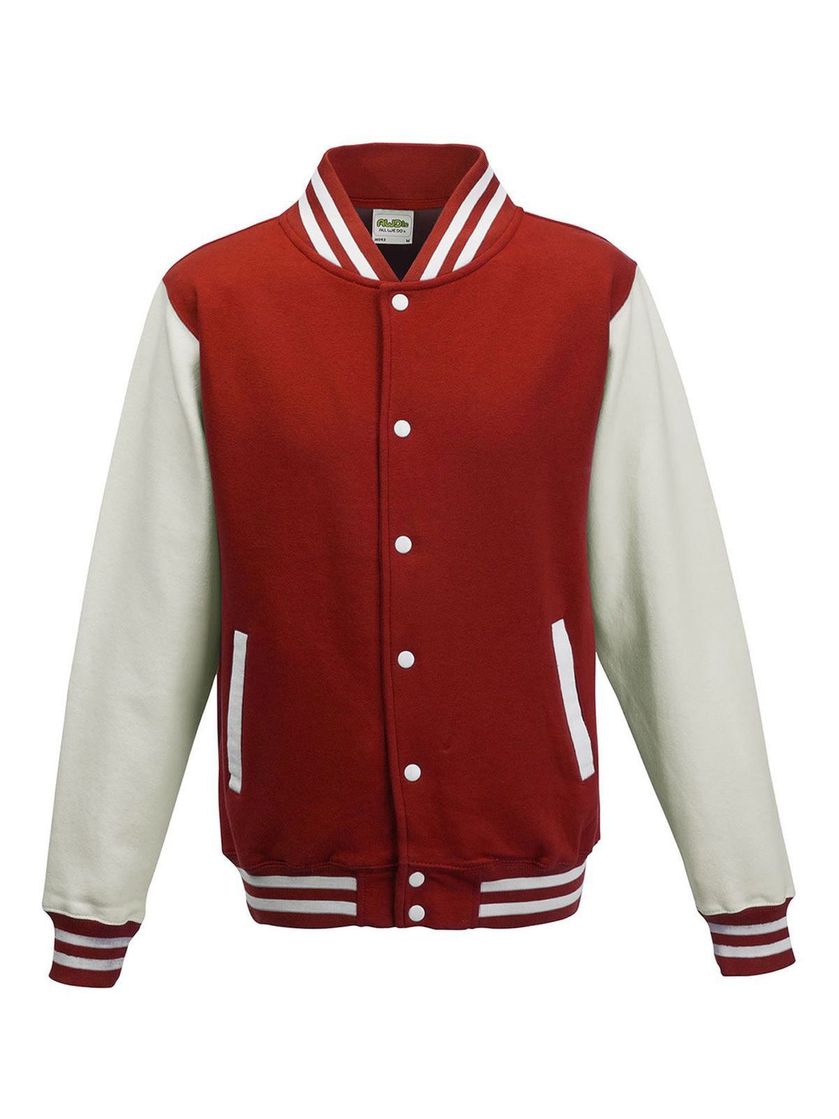 Varsity Jacket Just Hoods by AWDis Fire Red/White
