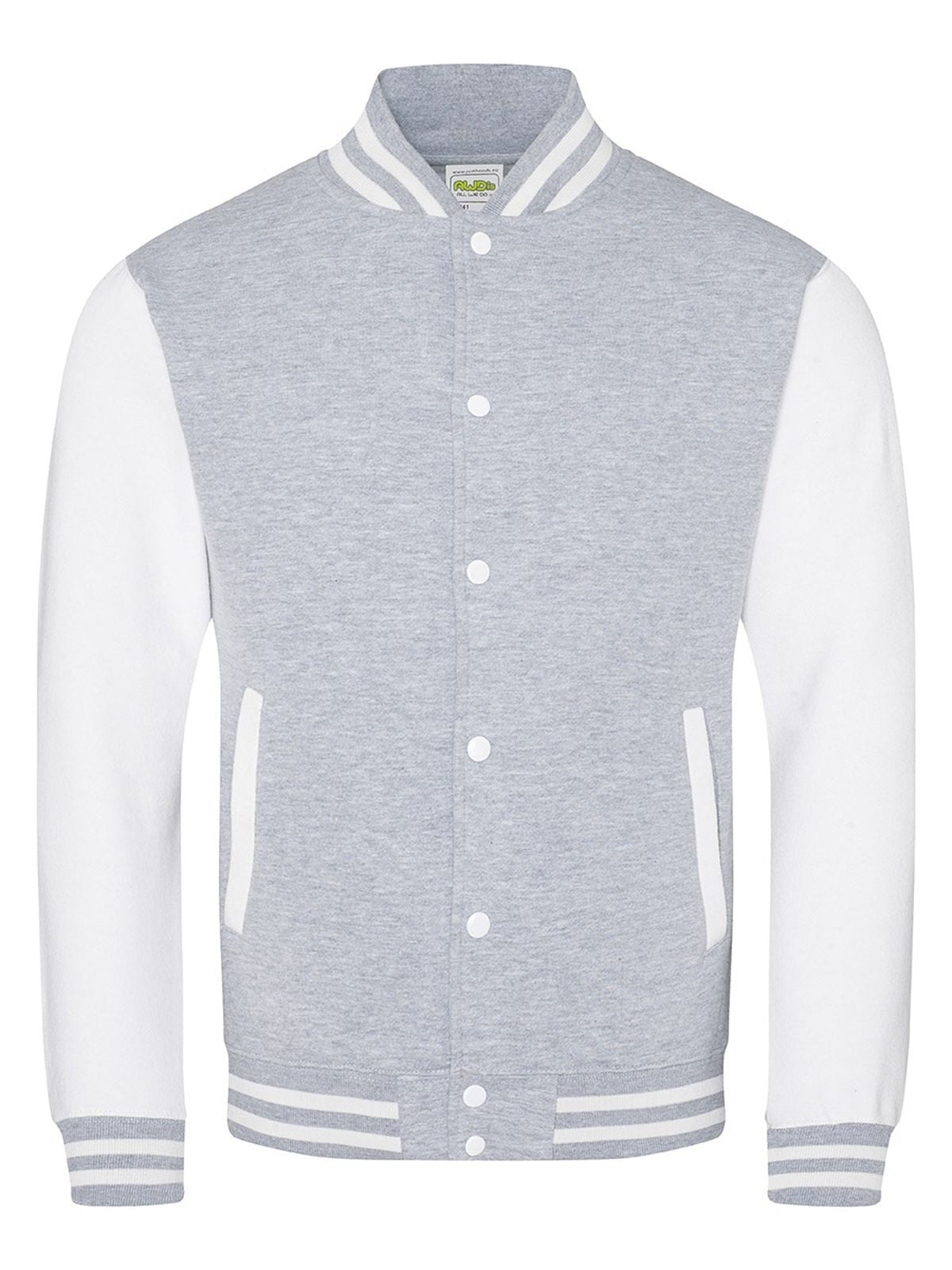 Varsity Jacket Just Hoods by AWDis Heather Grey/White