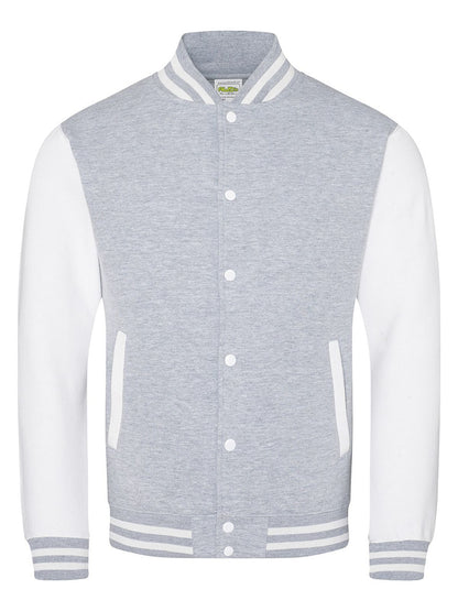 Varsity Jacket Just Hoods by AWDis Heather Grey/White
