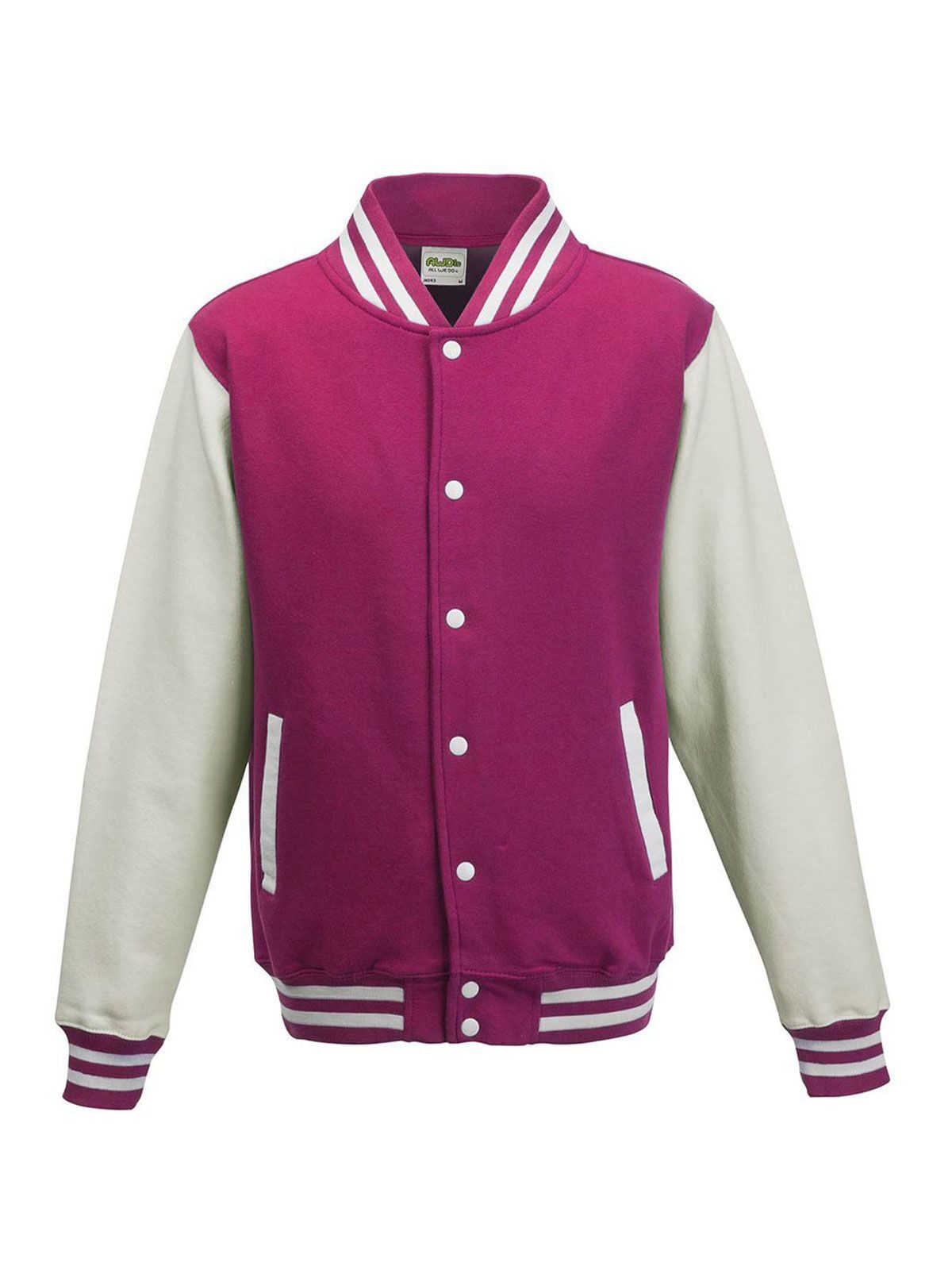 Varsity Jacket Just Hoods by AWDis Hot Pink/White