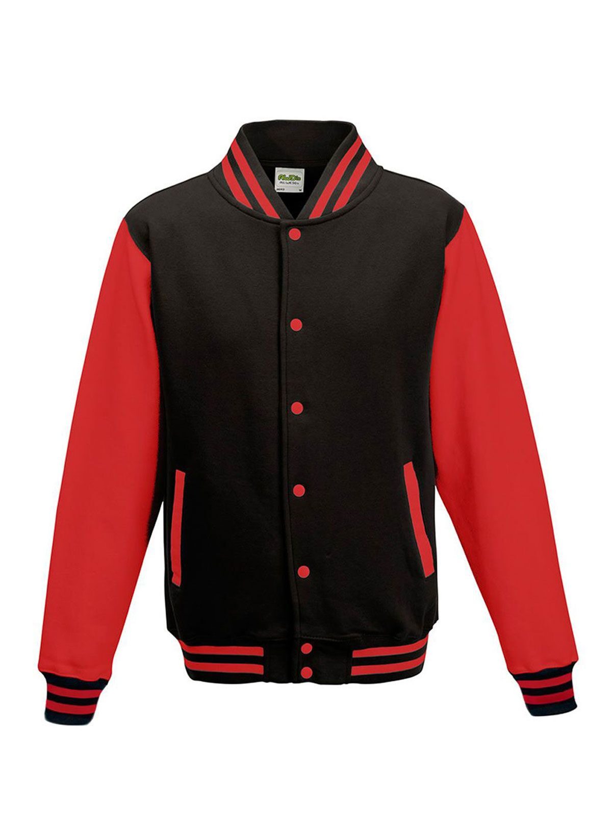 Varsity Jacket Just Hoods by AWDis Jet Black/Fire Red