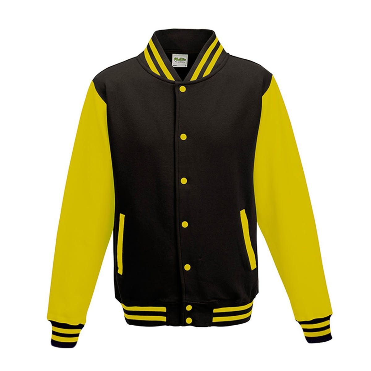 Varsity Jacket Just Hoods by AWDis Jet Black/Sun Yellow