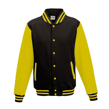 Varsity Jacket Just Hoods by AWDis Jet Black/Sun Yellow