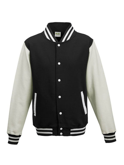 Varsity Jacket Just Hoods by AWDis Jet Black/White
