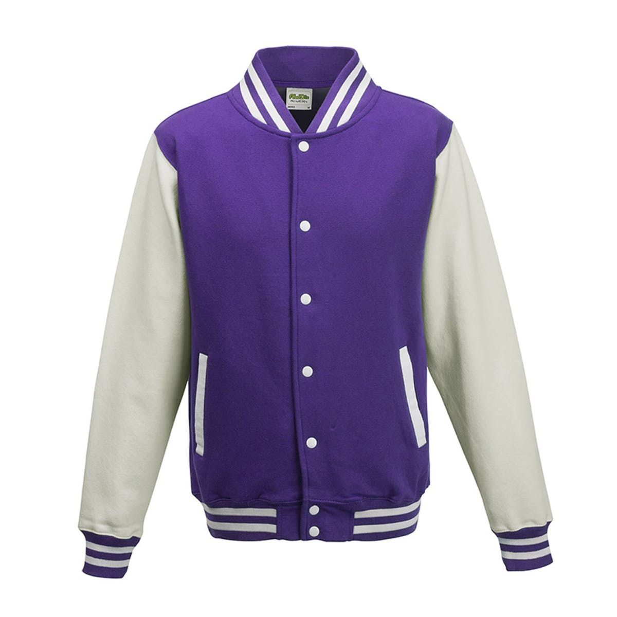 Varsity Jacket Just Hoods by AWDis Purple/White