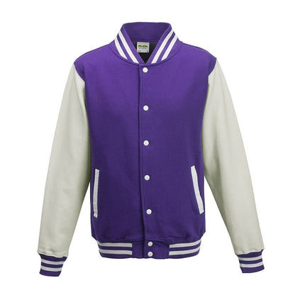 Varsity Jacket Just Hoods by AWDis Purple/White