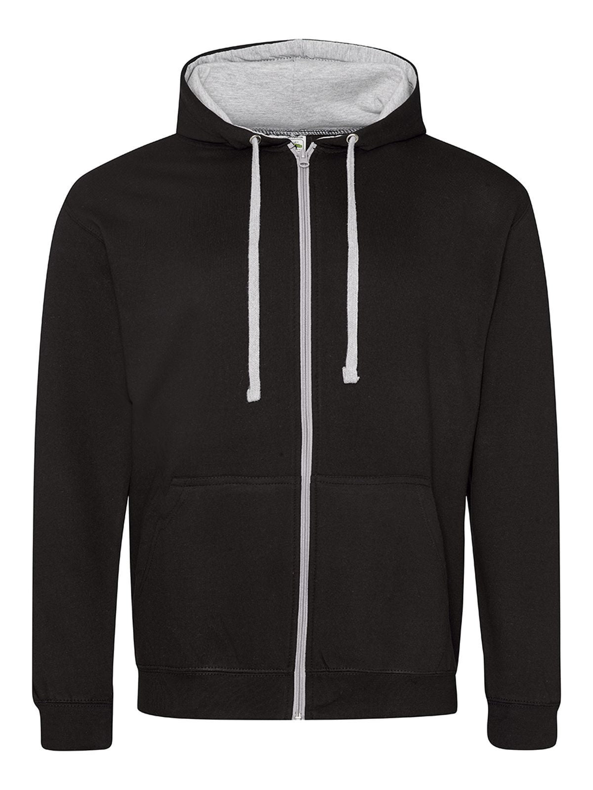 Varsity Zoodie Just Hoods by AWDis Jet Black/Heather Grey