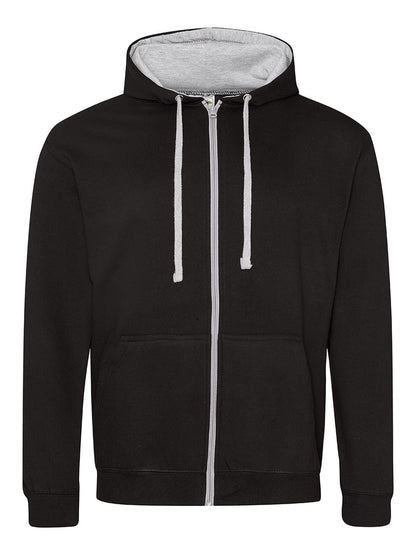 Varsity Zoodie Just Hoods by AWDis Jet Black/Heather Grey