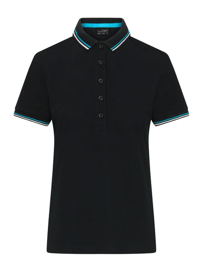Ladies' Polo Daiber Black/White/Turquoise