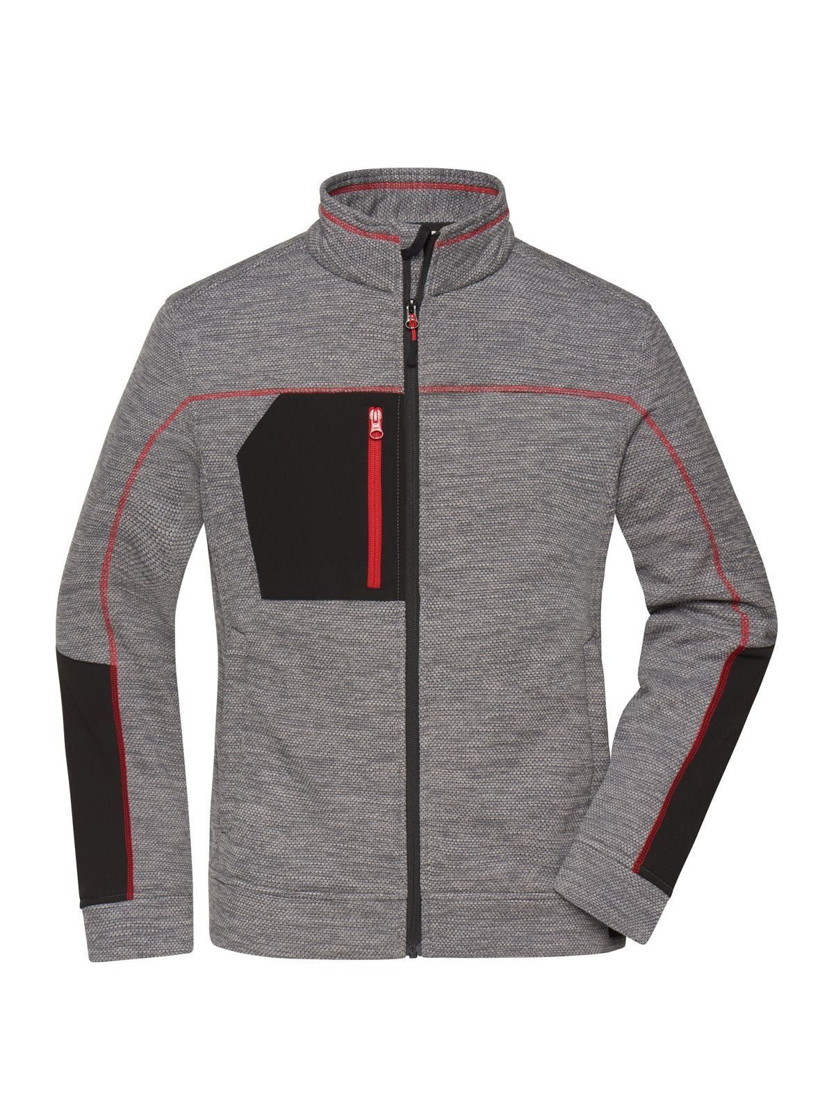 Ladies' Structure Fleece Jacket Daiber Carbon-Melange/Black/Red