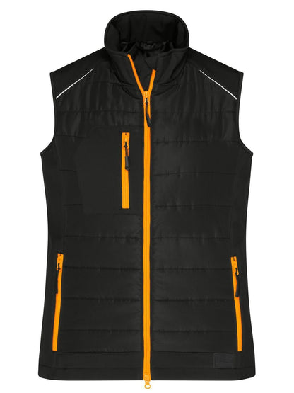 Ladies' Hybrid Vest Daiber Black/Neon-Orange