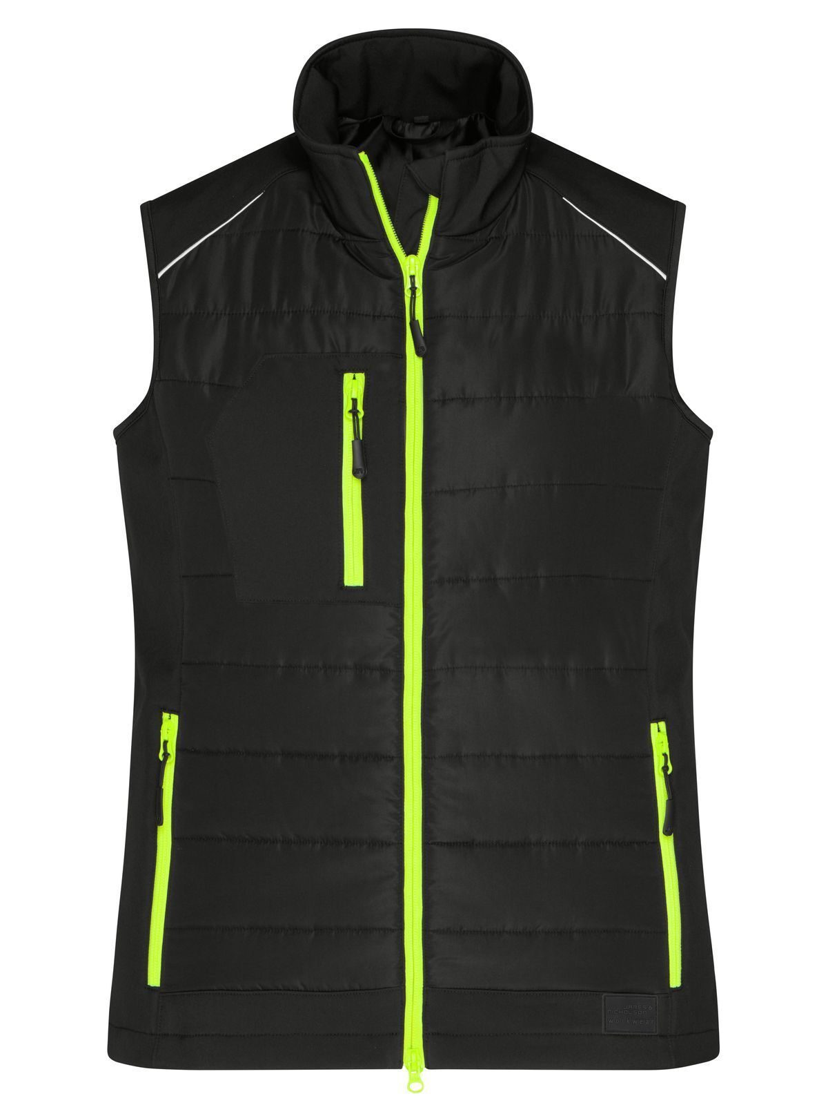 Ladies' Hybrid Vest Daiber Black/Neon-Yellow