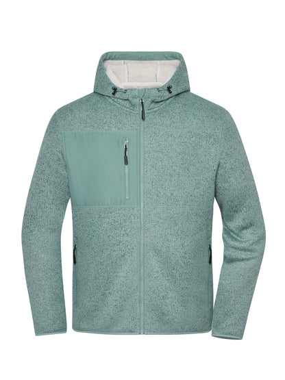 Workwear Knitted Fleece Jacket Daiber Foggy-Green-Melange/Nature