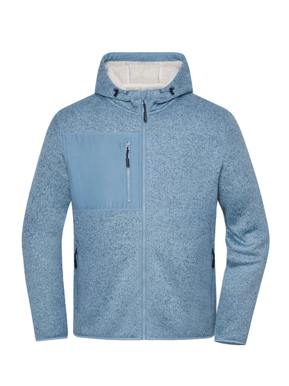 Workwear Knitted Fleece Jacket Daiber Steel-Blue-Melange/Nature