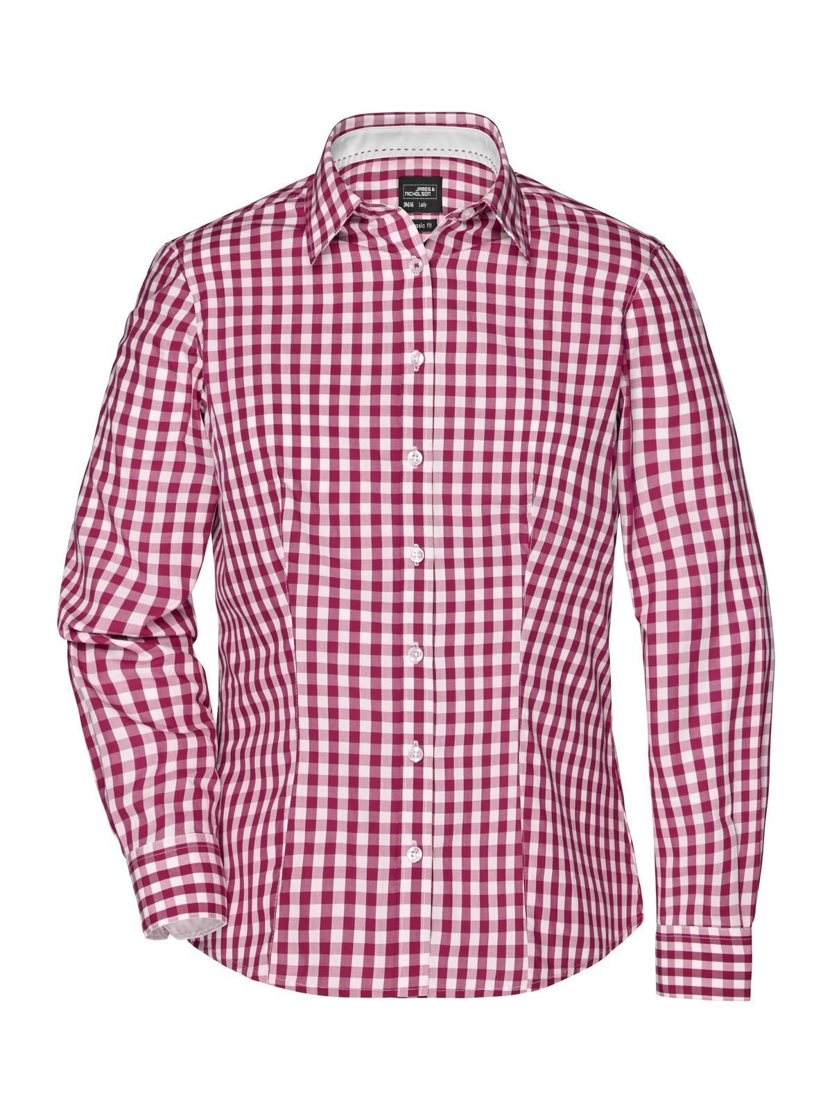 Ladies' Checked Blouse Daiber Bordeaux/White