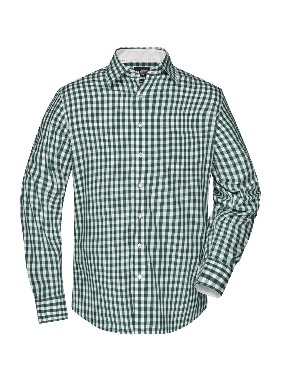 Men's Checked Shirt Daiber Forest-Green/White