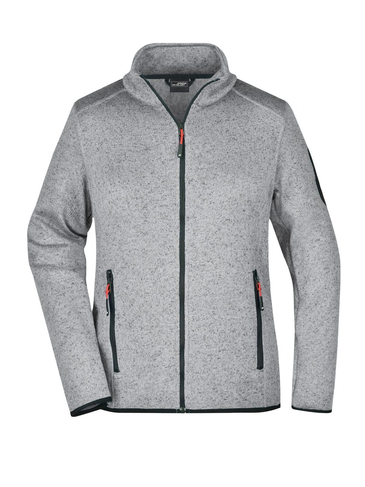 Ladies' Knitted Fleece Jacket Daiber Light-Grey-Melange/Red
