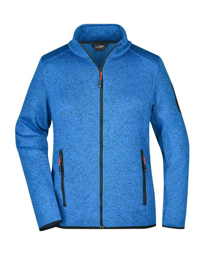 Ladies' Knitted Fleece Jacket Daiber Royal-Melange/Red