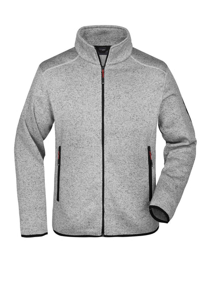 Men's Knitted Fleece Jacket Daiber Light-Grey-Melange/Red
