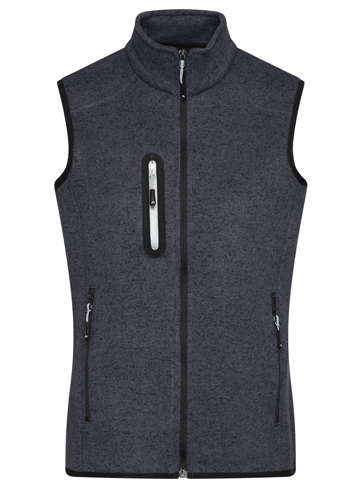 Ladies Knitted Fleece Vest Daiber Dark-Grey-Melange/Silver