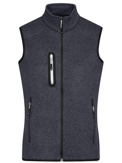 Ladies Knitted Fleece Vest Daiber Dark-Grey-Melange/Silver