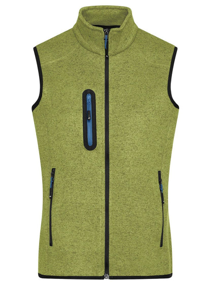 Ladies Knitted Fleece Vest Daiber Kiwi-Melange/Royal