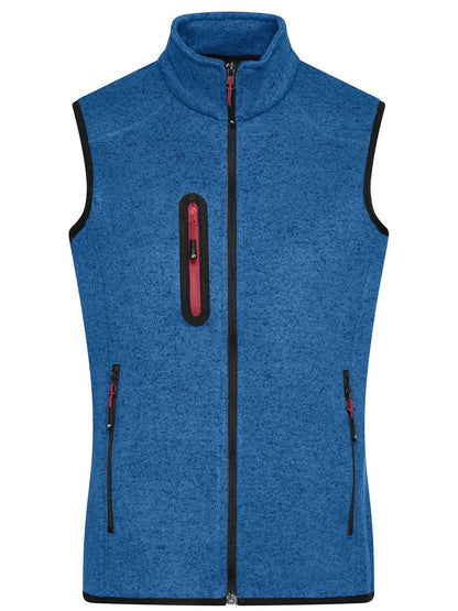 Ladies Knitted Fleece Vest Daiber Royal-Melange/Red