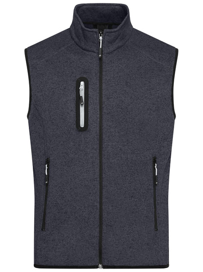 Men's Knitted Fleece Vest Daiber Dark-Grey-Melange/Silver