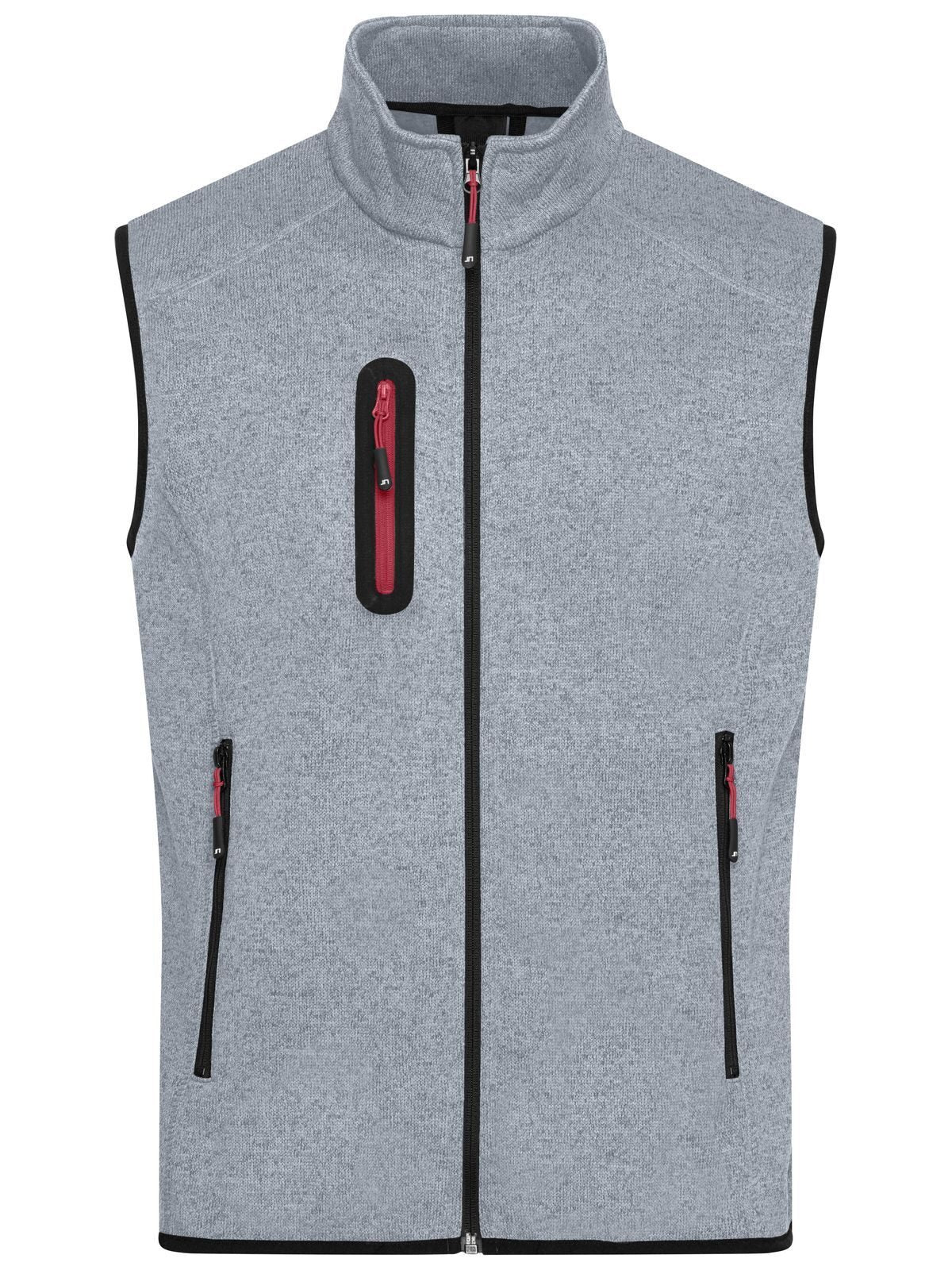 Men's Knitted Fleece Vest Daiber Light-Grey-Melange/Red