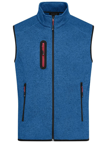 Men's Knitted Fleece Vest Daiber Royal-Melange/Red