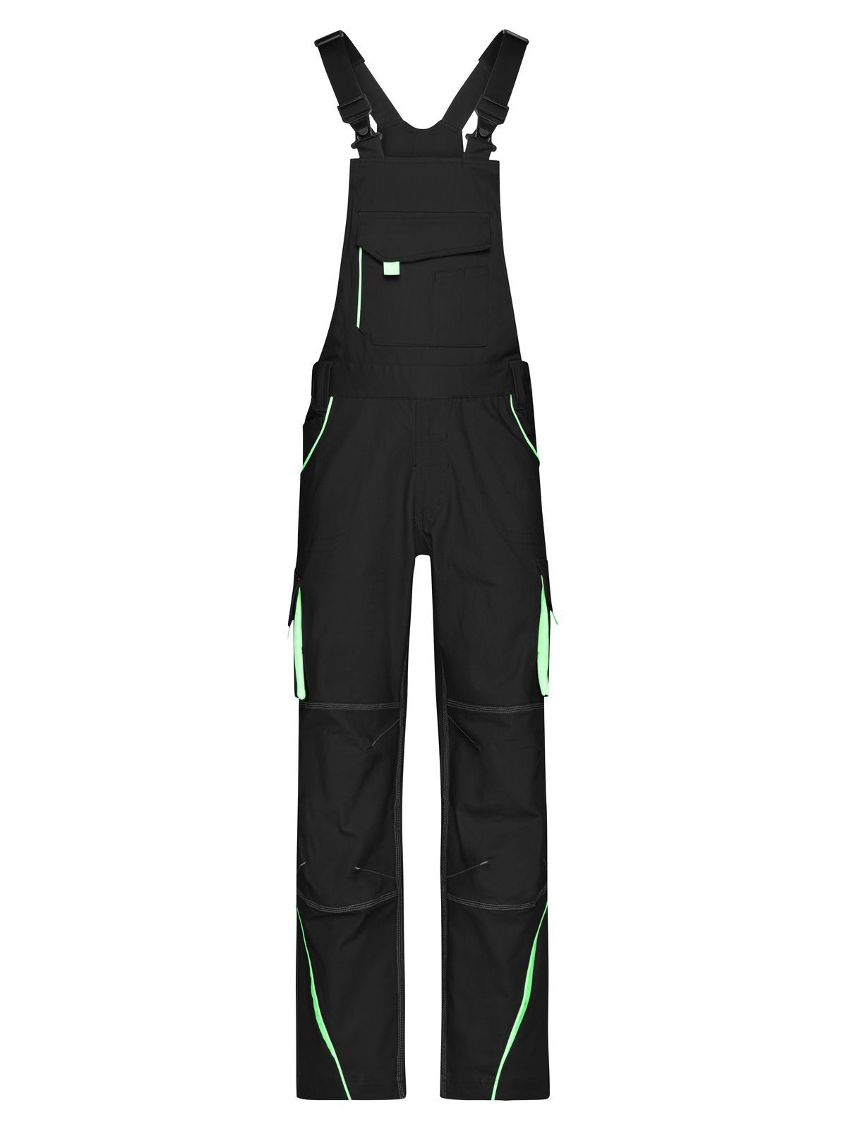 Workwear Pants with Bib - Color Daiber Black/Lime-Green