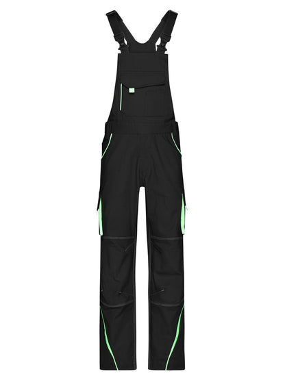 Workwear Pants with Bib - Color Daiber Black/Lime-Green